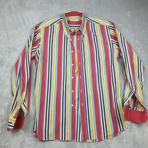 Men's Ingram Button Up Shirt Size 16-41 Multicolored stripes 100% cotton‎